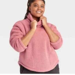 All In Motion Women's Sherpa Cropped Cozy Pullover Sz M Jacket Rose Red …